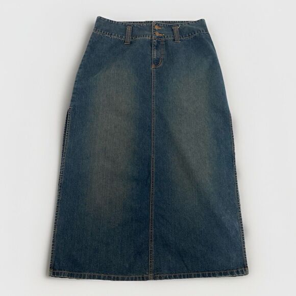 Squeeze Dresses & Skirts - Y2K Vintage Squeeze Stephen Hardy Skirt Women’s 13/14 Blue Denim Maxi Side Slits